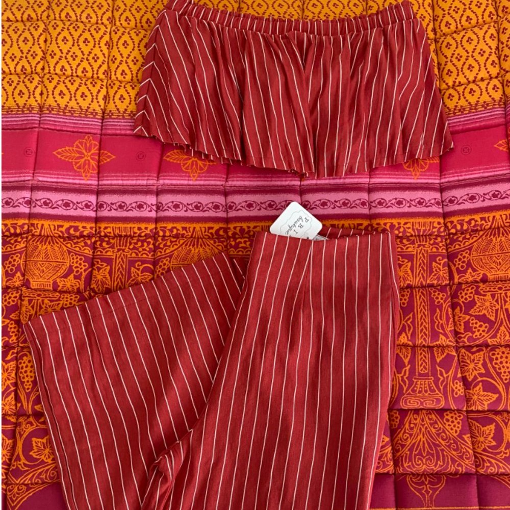 Two Piece High Tube Top and Hight Waisted Pants
